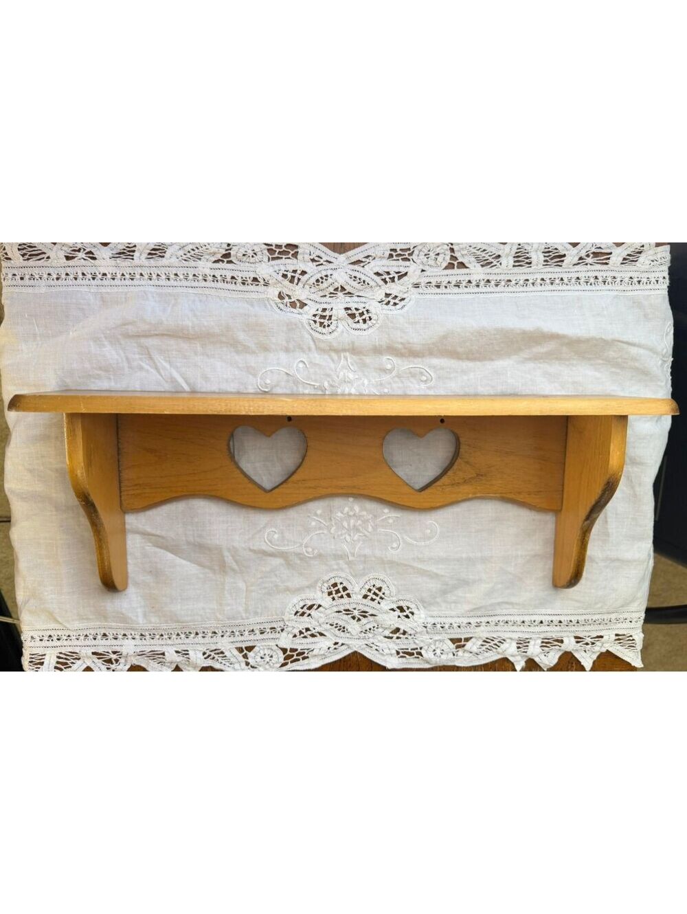 Vintage Wooden Heart Wall Shelf